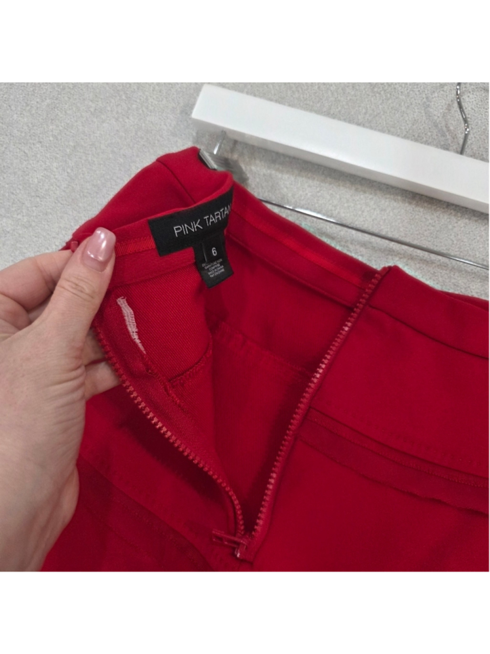 Pink Tartan Red Structured Skirt – Size 6 - Picture 9 of 12